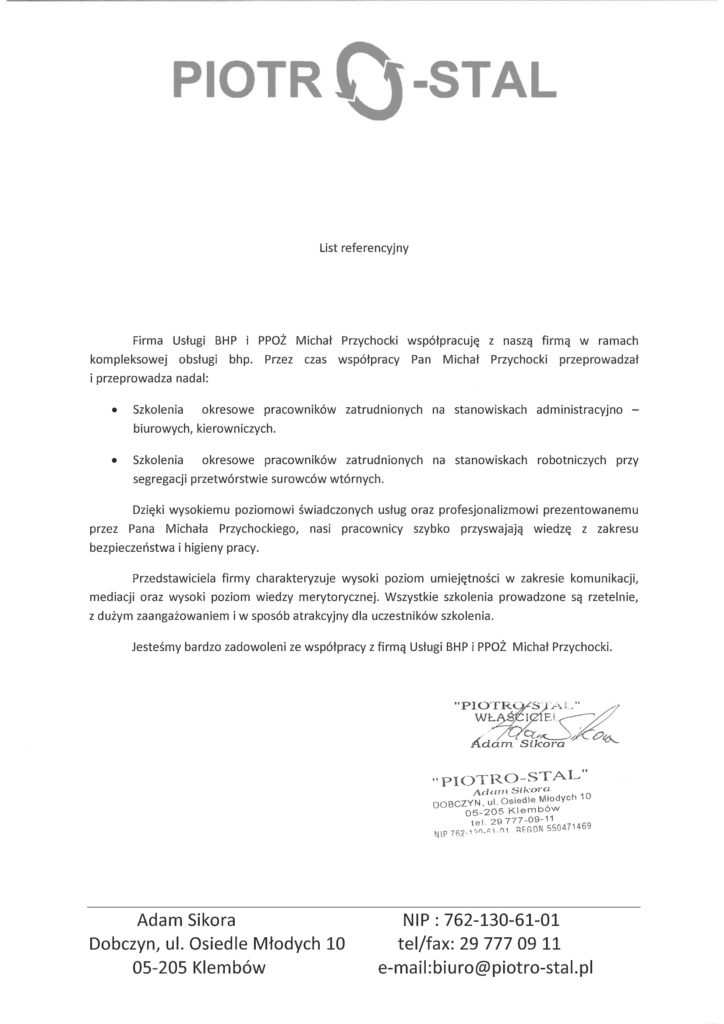 referencje Piotro-Stal